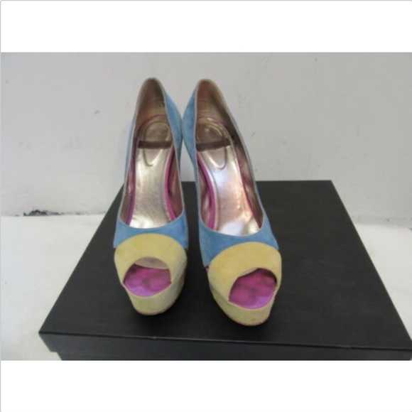 MAX MONELLI MULTI COLOR SUEDE PLATFORM PUMPS SZ 9 - Picture 2 of 6
